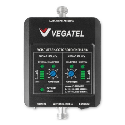 Комплект VEGATEL VT-900E/1800-kit (дом, LED) репитер